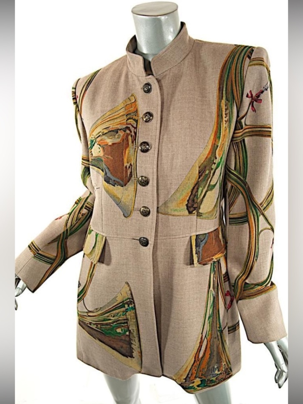 Hermes Rare cashmere blend printed coat jacket
